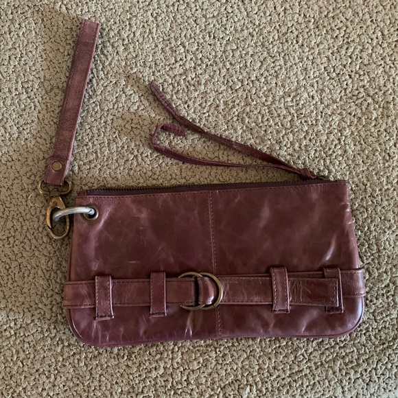 LATICO Purple Genuine Leather Clutch BAG Large Wristlet removable strap handle - Picture 3 of 13